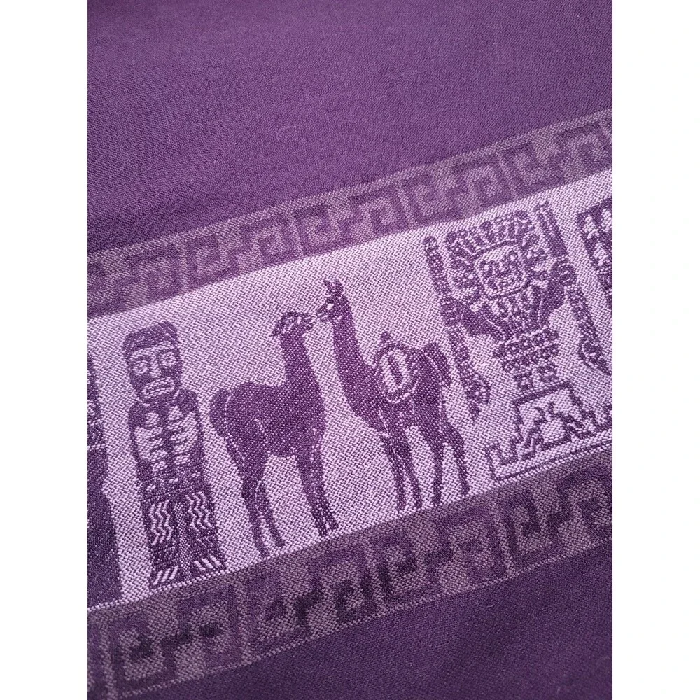 Alpaca Llama Tribal Print Fringe Scarf Women’s Boho Southwestern Tribal Shawl